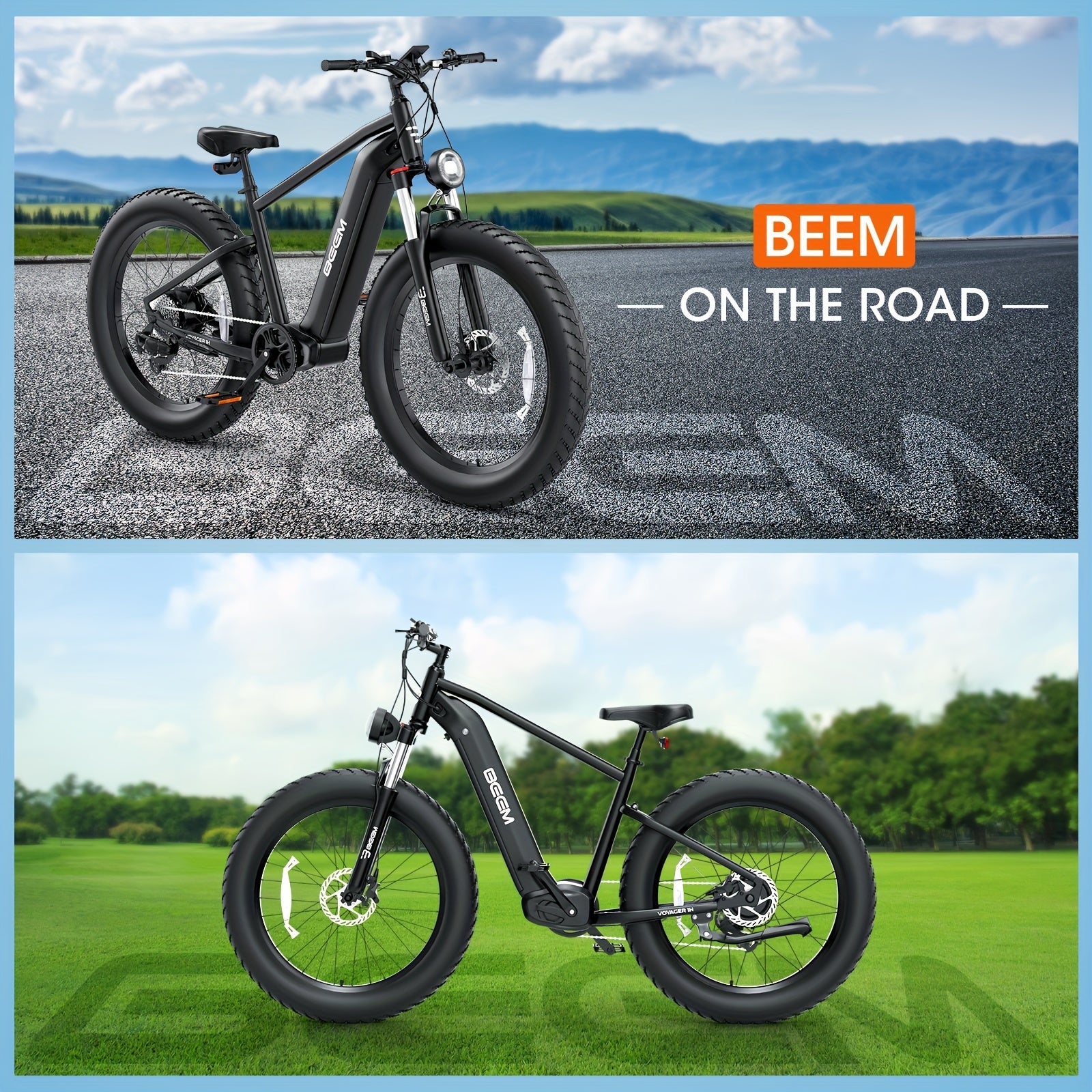 UDON BEEMONE Electric Bike for Adults One-Step, 1000W Motor Electric Bicycle with 26" x 4.0 Fat Tire, 30-80Miles 28MPH E-Bikes 48V/20Ah Removable Battery, 7-Speed 3 Mode Kit